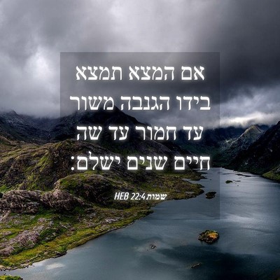 Picture 04 - שמות 22:4 HEB - אם המצא תמצא בידו הגנבה - Bible Verse Picture