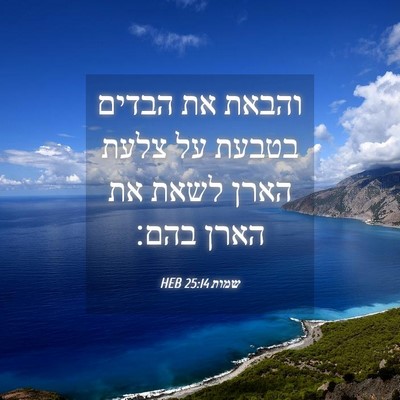 Picture 04 - שמות 25:14 HEB - והבאת את הבדים בטבעת על - Bible Verse Picture