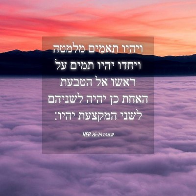 Picture 04 - שמות 26:24 HEB - ויהיו תאמים מלמטה ויחדו - Bible Verse Picture