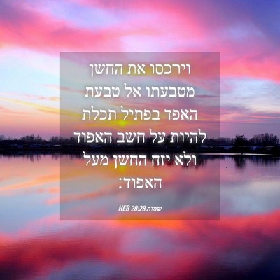 Picture 04 - שמות 28:28 HEB - וירכסו את החשן מטבעתו אל - Bible Verse Picture