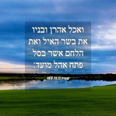 Picture 04 - שמות 29:32 HEB - ואכל אהרן ובניו את בשר האיל - Bible Verse Picture