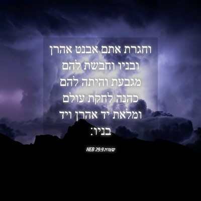 Picture 04 - שמות 29:9 HEB - וחגרת אתם אבנט אהרן ובניו - Bible Verse Picture