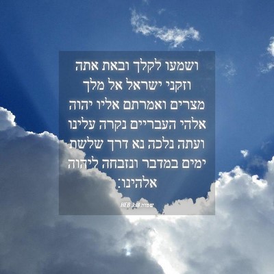 Picture 04 - שמות 3:18 HEB - ושמעו לקלך ובאת אתה וזקני - Bible Verse Picture