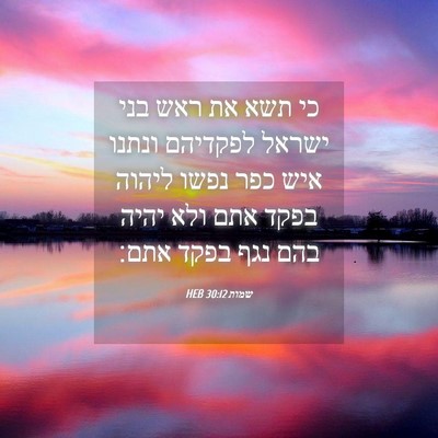 Picture 04 - שמות 30:12 HEB - כי תשא את ראש בני ישראל - Bible Verse Picture