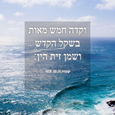 Picture 04 - שמות 30:24 HEB - וקדה חמש מאות בשקל הקדש - Bible Verse Picture