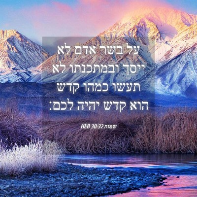 Picture 04 - שמות 30:32 HEB - על בשר אדם לא ייסך ובמתכנתו - Bible Verse Picture