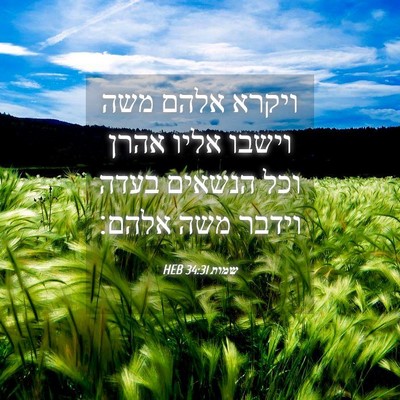 Picture 04 - שמות 34:31 HEB - ויקרא אלהם משה וישבו אליו - Bible Verse Picture