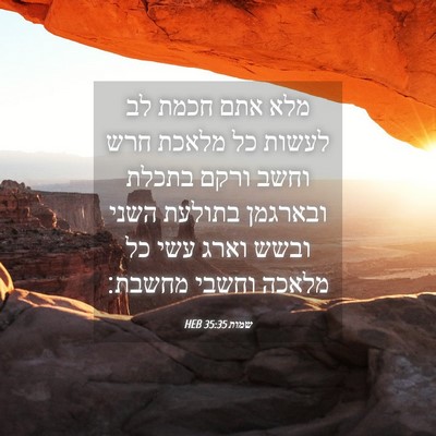 Picture 04 - שמות 35:35 HEB - מלא אתם חכמת לב לעשות כל - Bible Verse Picture