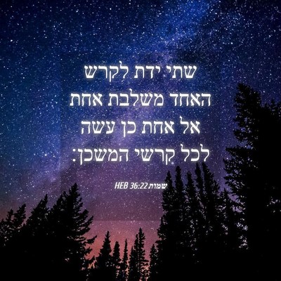 Picture 04 - שמות 36:22 HEB - שתי ידת לקרש האחד משלבת אחת - Bible Verse Picture