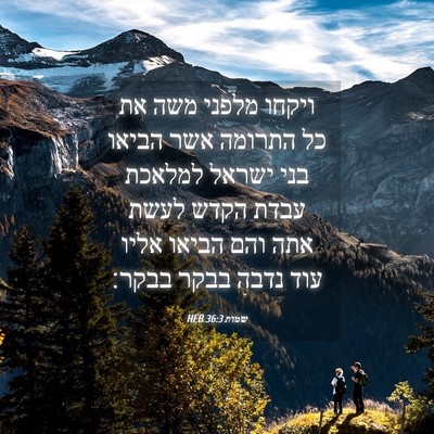 Picture 04 - שמות 36:3 HEB - ויקחו מלפני משה את כל - Bible Verse Picture