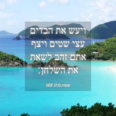Picture 04 - שמות 37:15 HEB - ויעש את הבדים עצי שטים ויצף - Bible Verse Picture