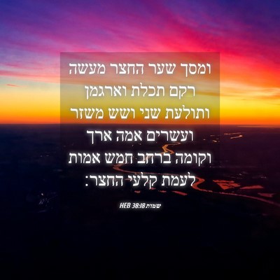 Picture 04 - שמות 38:18 HEB - ומסך שער החצר מעשה רקם תכלת - Bible Verse Picture
