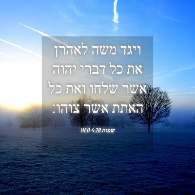 Picture 04 - שמות 4:28 HEB - ויגד משה לאהרן את כל דברי - Bible Verse Picture