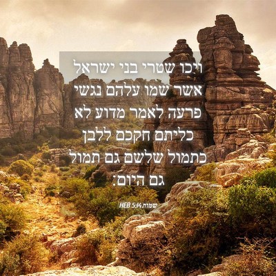 Picture 04 - שמות 5:14 HEB - ויכו שטרי בני ישראל אשר שמו - Bible Verse Picture