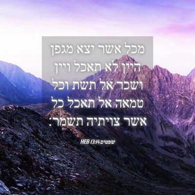 Picture 04 - שפטים 13:14 HEB - מכל אשר יצא מגפן היין לא - Bible Verse Picture