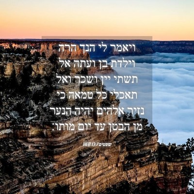 Picture 04 - שפטים 13:7 HEB - ויאמר לי הנך הרה וילדת בן - Bible Verse Picture
