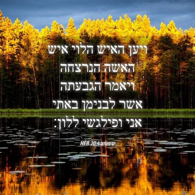 Picture 04 - שפטים 20:4 HEB - ויען האיש הלוי איש האשה - Bible Verse Picture