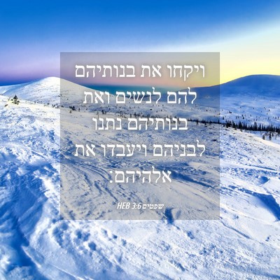 Picture 04 - שפטים 3:6 HEB - ויקחו את בנותיהם להם לנשים - Bible Verse Picture