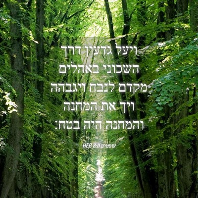 Picture 04 - שפטים 8:11 HEB - ויעל גדעון דרך השכוני - Bible Verse Picture