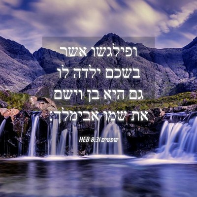 Picture 04 - שפטים 8:31 HEB - ופילגשו אשר בשכם ילדה לו גם - Bible Verse Picture