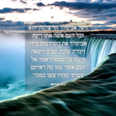 Picture 04 - שפטים 9:48 HEB - ויעל אבימלך הר צלמון הוא - Bible Verse Picture