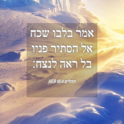 Picture 04 - תהלים 10:11 HEB - אמר בלבו שכח אל הסתיר פניו - Bible Verse Picture