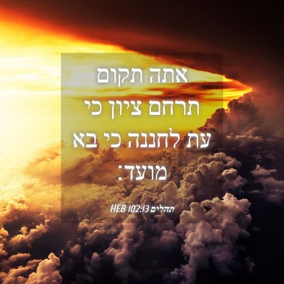 Picture 04 - תהלים 102:13 HEB - אתה תקום תרחם ציון כי עת - Bible Verse Picture