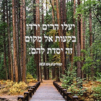 Picture 04 - תהלים 104:8 HEB - יעלו הרים ירדו בקעות אל - Bible Verse Picture