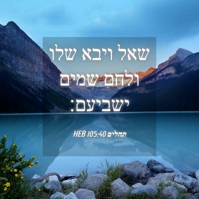 Picture 04 - תהלים 105:40 HEB - שאל ויבא שלו ולחם שמים - Bible Verse Picture