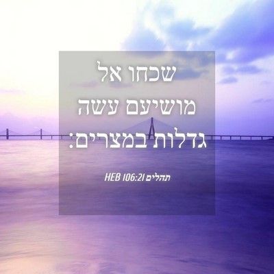 Picture 04 - תהלים 106:21 HEB - שכחו אל מושיעם עשה גדלות - Bible Verse Picture