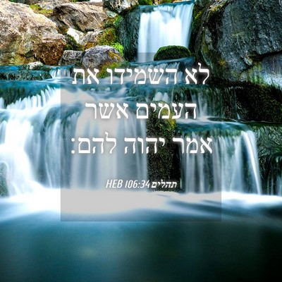 Picture 04 - תהלים 106:34 HEB - לא השמידו את העמים אשר אמר - Bible Verse Picture