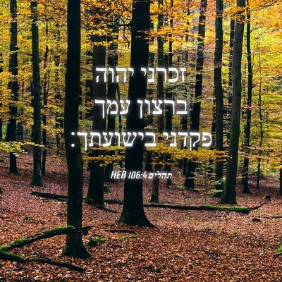 Picture 04 - תהלים 106:4 HEB - זכרני יהוה ברצון עמך פקדני - Bible Verse Picture