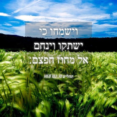 Picture 04 - תהלים 107:30 HEB - וישמחו כי ישתקו וינחם אל - Bible Verse Picture
