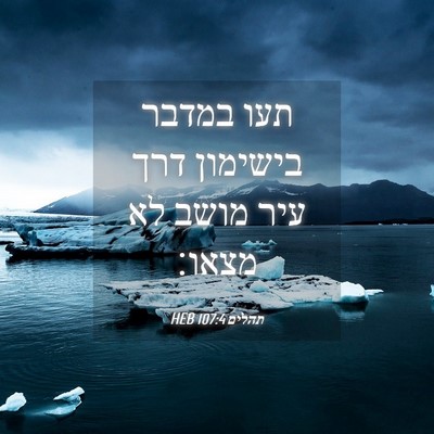 Picture 04 - תהלים 107:4 HEB - תעו במדבר בישימון דרך עיר - Bible Verse Picture