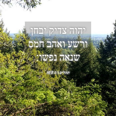 Picture 04 - תהלים 11:5 HEB - יהוה צדיק יבחן ורשע ואהב - Bible Verse Picture