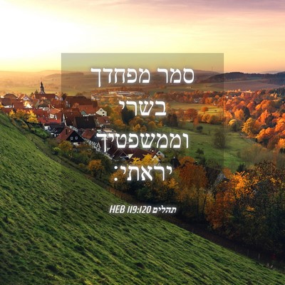 Picture 04 - תהלים 119:120 HEB - סמר מפחדך בשרי וממשפטיך - Bible Verse Picture