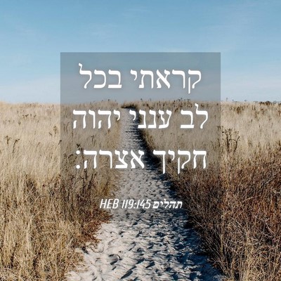 Picture 04 - תהלים 119:145 HEB - קראתי בכל לב ענני יהוה חקיך - Bible Verse Picture