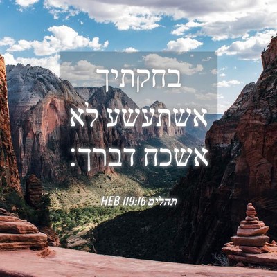 Picture 04 - תהלים 119:16 HEB - בחקתיך אשתעשע לא אשכח - Bible Verse Picture