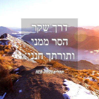 Picture 04 - תהלים 119:29 HEB - דרך שקר הסר ממני ותורתך - Bible Verse Picture
