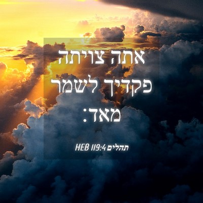 Picture 04 - תהלים 119:4 HEB - אתה צויתה פקדיך לשמר - Bible Verse Picture