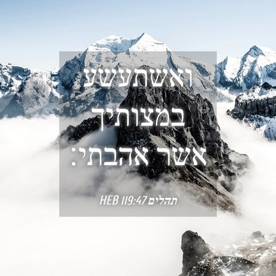 Picture 04 - תהלים 119:47 HEB - ואשתעשע במצותיך אשר - Bible Verse Picture