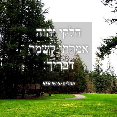 Picture 04 - תהלים 119:57 HEB - חלקי יהוה אמרתי לשמר - Bible Verse Picture