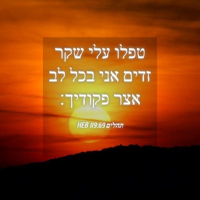 Picture 04 - תהלים 119:69 HEB - טפלו עלי שקר זדים אני בכל - Bible Verse Picture