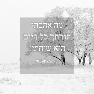 Picture 04 - תהלים 119:97 HEB - מה אהבתי תורתך כל היום היא - Bible Verse Picture