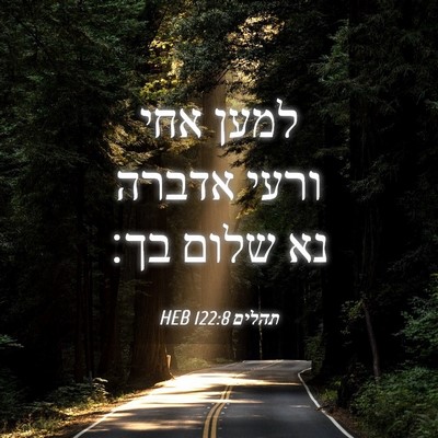 Picture 04 - תהלים 122:8 HEB - למען אחי ורעי אדברה נא שלום - Bible Verse Picture