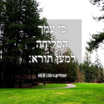 Picture 04 - תהלים 130:4 HEB - כי עמך הסליחה למען - Bible Verse Picture