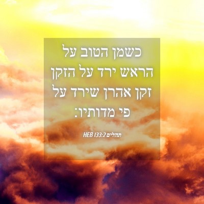 Picture 04 - תהלים 133:2 HEB - כשמן הטוב על הראש ירד על - Bible Verse Picture