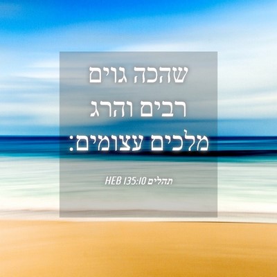 Picture 04 - תהלים 135:10 HEB - שהכה גוים רבים והרג מלכים - Bible Verse Picture