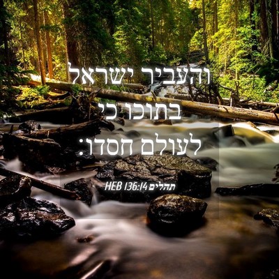 Picture 04 - תהלים 136:14 HEB - והעביר ישראל בתוכו כי - Bible Verse Picture