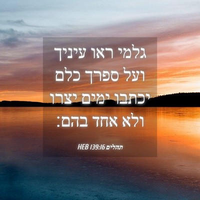 Picture 04 - תהלים 139:16 HEB - גלמי ראו עיניך ועל ספרך כלם - Bible Verse Picture